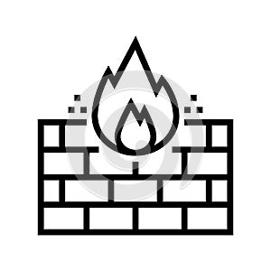 fire wall line icon vector illustration