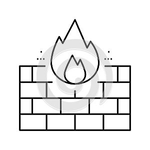 fire wall line icon vector illustration