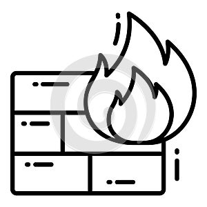 Fire Wall, Protection and security vector icons set cyber computer network business data technology