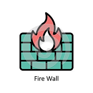 Fire Wall vector Filled outline icon style illustration. EPS 10 File