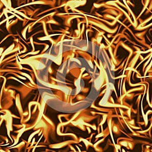 Fire wallpaper, red and yellow flames on a black background.  Energy chain texture. Fractal wallpaper. Digital illustration