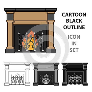 Fire, warmth and comfort. Fireplace single icon in cartoon style vector symbol stock illustration web.