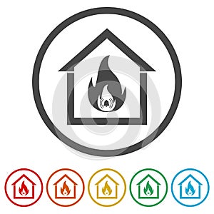 Fire warning icon, 6 Colors Included