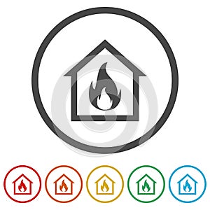 Fire warning icon, 6 Colors Included