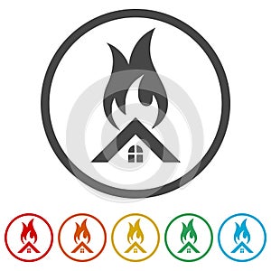 Fire warning icon, 6 Colors Included