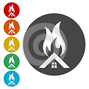 Fire warning icon sign
