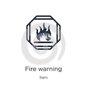 Fire warning icon vector. Trendy flat fire warning icon from signs collection isolated on white background. Vector illustration