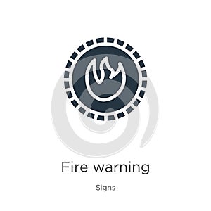 Fire warning icon vector. Trendy flat fire warning icon from signs collection isolated on white background. Vector illustration