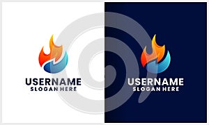 Fire and water drop logo design template