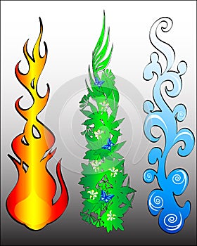 Fire and water elements