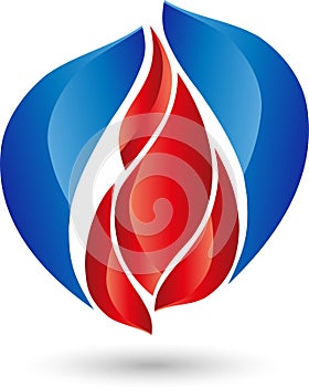Fire and water, plumber, energy logo