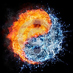 Fire and water - yin yang concept