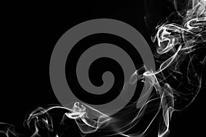 Fire of white smoke on black background. abstract movement