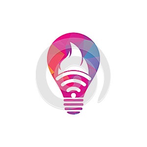 Fire wifi bulb vector logo design.