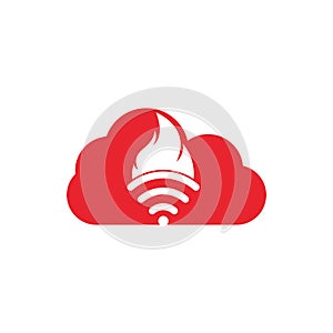 Fire wifi cloud vector logo design.