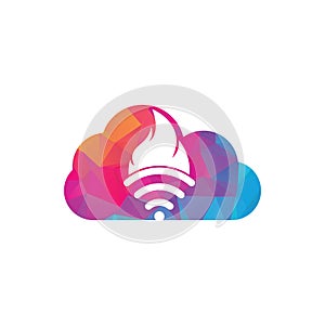 Fire wifi cloud vector logo design.