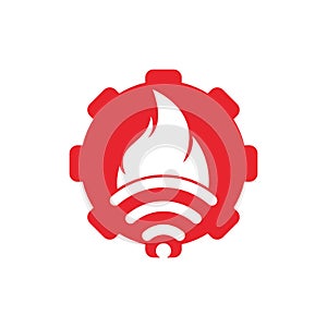 Fire wifi gear logo design.