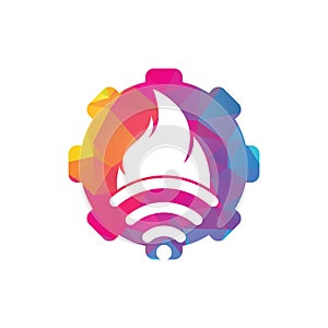 Fire wifi gear logo design.