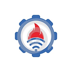 Fire wifi gear logo design.