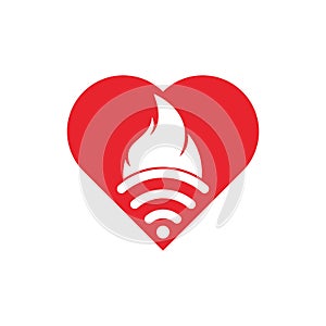 Fire wifi heart vector logo design.