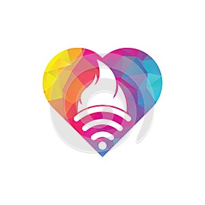 Fire wifi heart vector logo design.