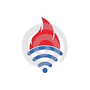 Fire and wifi logo combination.