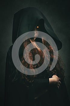 Fire witch with black robe