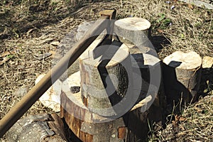 Fire wood and old axe