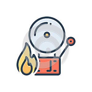 Color illustration icon for Firealarm, alert and protection photo