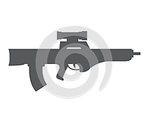 Firearms a vector in flat style. Automatic rifle, machine gun.