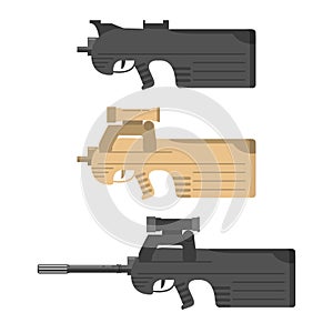 Firearms a vector in flat style. Automatic rifle, machine gun.