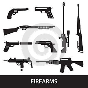 Firearms weapons and guns icons photo
