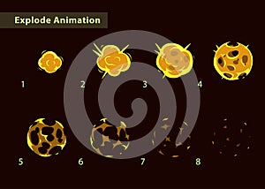 Fireball burst sprites for game design.