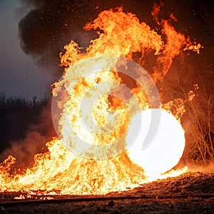 A fireball with a circle of flames in white middle