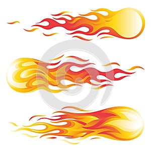 Fireball vector illustration set isolated on white background