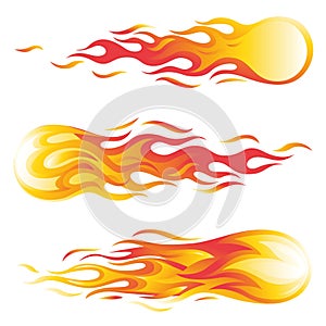 Fireball vector illustration set isolated on white background photo