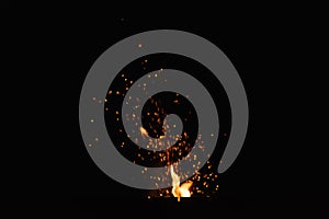 Firecamp sparks over night sky