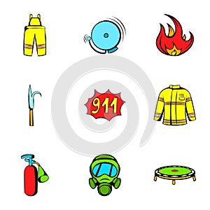 Firecloth icons set, cartoon style