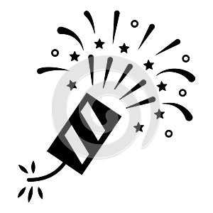 Firecracker black icon, loud, explosive firework symbol