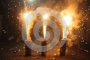 Firecracker exploding in the street