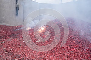 Firecracker in the temple of Thailand