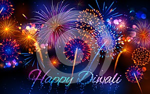 Firecracker on Happy Diwali Holiday background for light festival of India