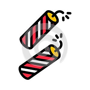 Firecracker vector, Chinese lunar new year filled icon
