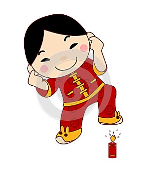 Firecrackers and boy