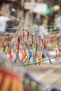 Firecrackers ready for the mascleta during the fallas of Valencia photo