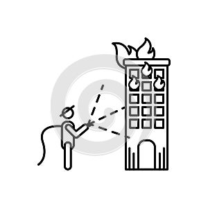 Black line icon for FireDepartment, safety and fire