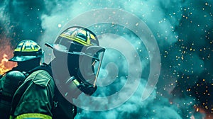 A firefight crew in action