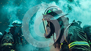 A firefight crew in action