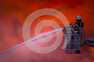 Firefighter in action photo