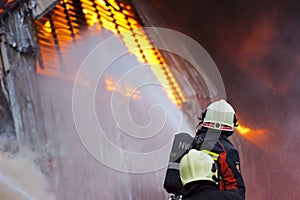 Firefighter in action